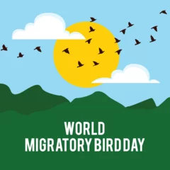 Abwaschbare Fototapete Grün International Migratory Bird Vector Illustration. Suitable for Greeting Card, Poster and Banner.