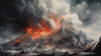 burning fire in the mountains ai generative