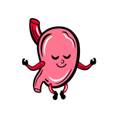 Stomach Cartoon Character Icon Flat Design Vector Illustration