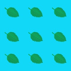 Seamless pattern of mint leaves on a blue background