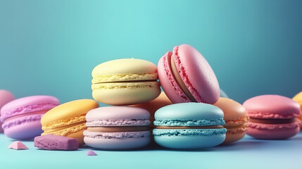 Fototapeta premium Bright festive pastries, desserts and sweets. Generative Ai