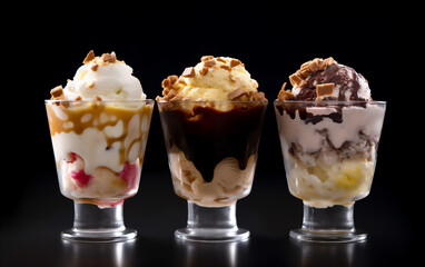 Delicious Ice creams on glass