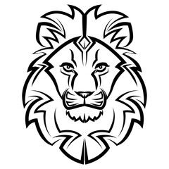 Black and white line art of the front of the lion head It is sign of leo zodiac Good use for symbol mascot icon avatar tattoo T Shirt design logo or any design