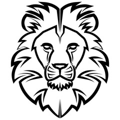 Black and white line art of the front of the lion head It is sign of leo zodiac Good use for symbol mascot icon avatar tattoo T Shirt design logo or any design