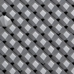 A symmetrical design of hexagons in shades of gray and black, with a small square at the center2, Generative AI