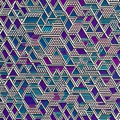 An abstract pattern of interlocking triangles in shades of pink and blue2, Generative AI
