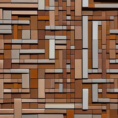 A mosaic of squares and rectangles in warm earth tones, like rust, ochre, and terracotta4, Generative AI