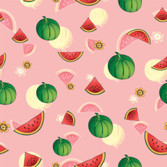 Seamless watermelon slice pattern. Vector illustration for prints, one for a summer party.