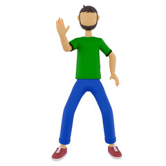 3d male character doing the stop sign