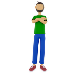 3d illustration of thinking man pondering making decision