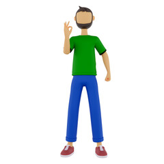 3D Man With A Ok Hand Gesture