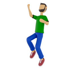 3d man celebrating a victory
