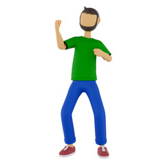 Happy man doing winning gesture 3D Illustration