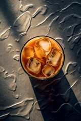 Glass of a iced coffee with cream milk. ai