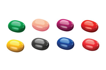 Set of vector realistic colorful pills isolated on white background. drug of painkillers, antibiotics, vitamins