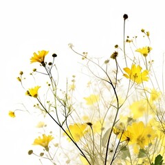 yellow flowers of yellow daisies the plant with ornamental flowers isolated on white background, clipping path generated with ia