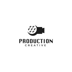 Fototapeta premium Creative moon film logo, rolling film in moon silhouette logo design vector illustration idea