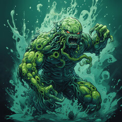 A green swamp monster Generative Ai