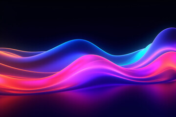 abstract neon wave, black background, futuristic, generative ai
