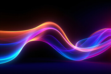abstract neon wave, black background, futuristic, generative ai