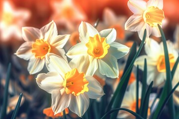 Daffodils floral background. Generative AI