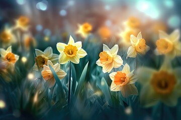 Daffodils floral background. Generative AI