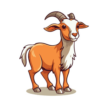 Goat cartoon isolated on white, farm animal