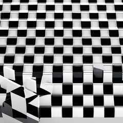 A geometric design with squares and rectangles arranged in a chessboard pattern, in shades of black and white2, Generative AI