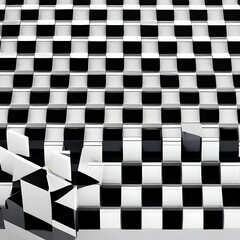 Fototapeta premium A geometric design with squares and rectangles arranged in a chessboard pattern, in shades of black and white2, Generative AI