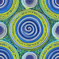 Obraz premium A repeating pattern of spirals in cool, muted colors like green and blue5, Generative AI