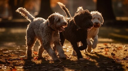 Dogs Playing in the Park Generative AI.