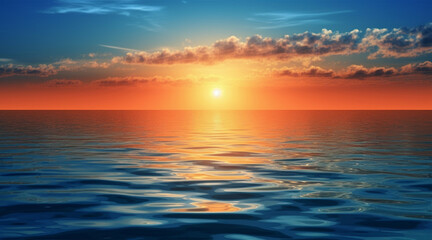 Naklejka na ściany i meble Seascape in the evening, sunset over the sea. Nature landscape. Generative AI