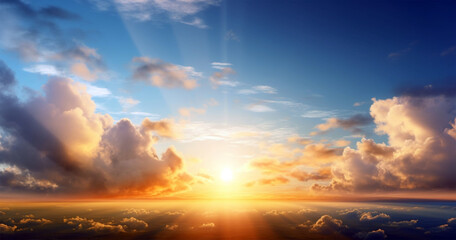 Fototapeta premium Beautiful Sunrise Sky with Sea of the mist of fog in the morning, Generative AI