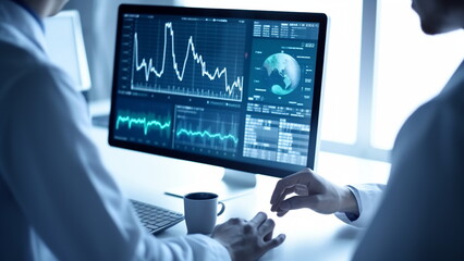 Health and doctor analysis. Against the background research statistics with Generative AI.