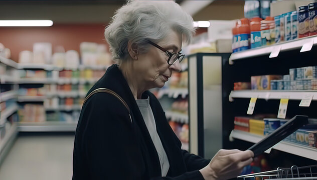 A woman in a store checks her shopping receipt. Generative AI