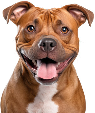 Fawn Staffordshire Bull Terrier, Staffie, Happy portrait illustration 
