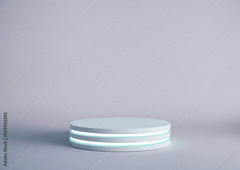 Aufkleber gray geometry pedestal for display with light green, generative ai