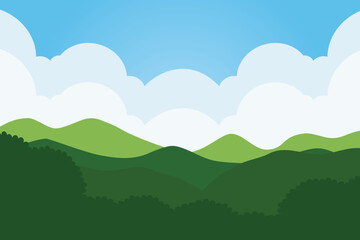 Illustration of summer landscape background design flat vector