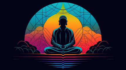 Zen Buddhism, Spiritual Geometry, Minimalist Vector - Generative ai