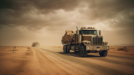 Obraz premium Army Tanker Truck in the desert