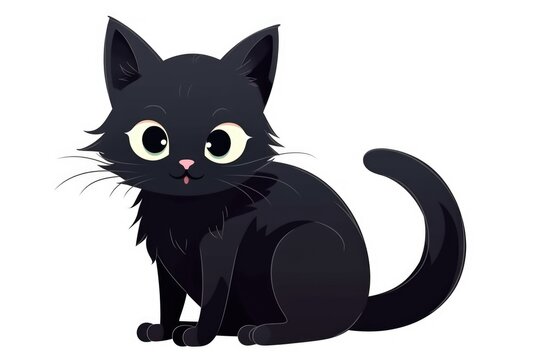 Cute Cartoon Black Cat. Generative AI