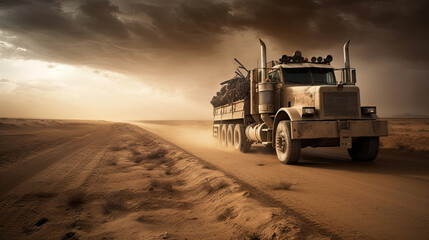 Fototapeta premium Army Tanker Truck in the desert