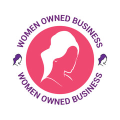 Women Owned Logo. Women Owned vector logo design. Women Owned business logo, Women owned badge, Women owned business icon