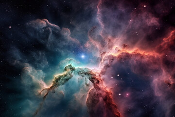 Fototapeta na wymiar Colorful space galaxy cloud nebula in space Universe science and astronomy concept. Supernova. Generative AI