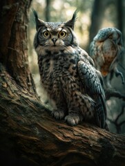 Surrealistic Blending Cat And Owl (Generative AI)