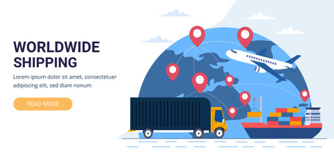 worldwide international shipping business concept with export import warehouse business transport. - obrazy, fototapety, plakaty