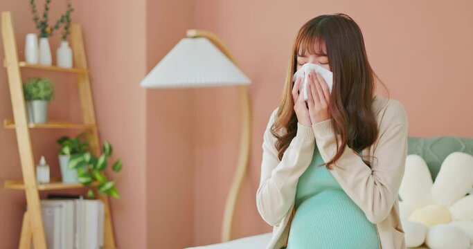 asian woman pregnant got cold