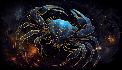 Cancer, zodiac constellation, astrology, astronomy. AI generative content