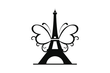 eiffel tower plus butterfly Minimal Vector Logo Design Tshirt Sublimation Illustration
