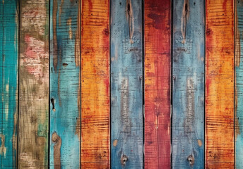 Colorful Plank Wooden Background Created with Generative AI